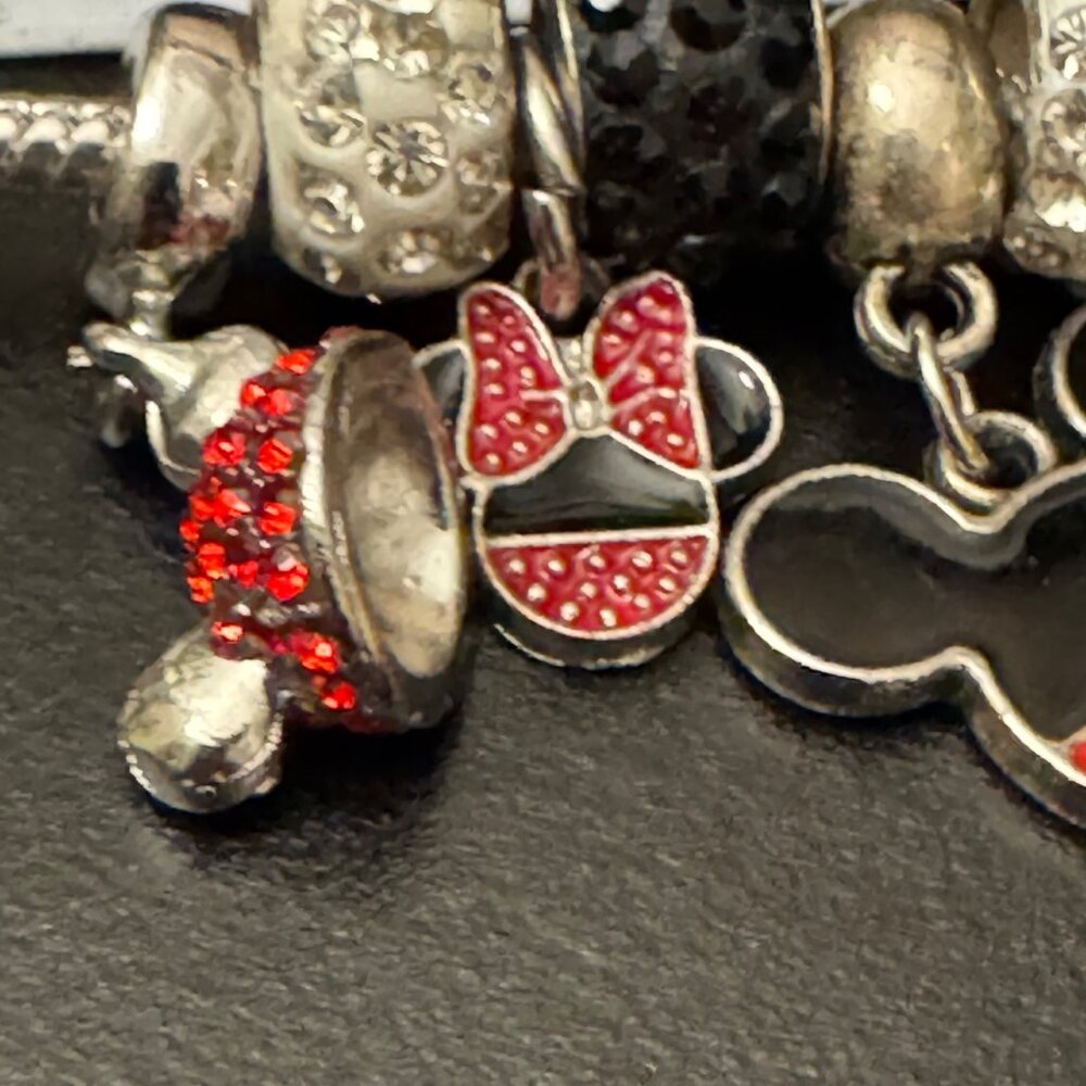 Disney-Themed Charm Bracelet Mickey Princess Dresses & Rhinestone Beads Adjustab - Picture 16 of 16